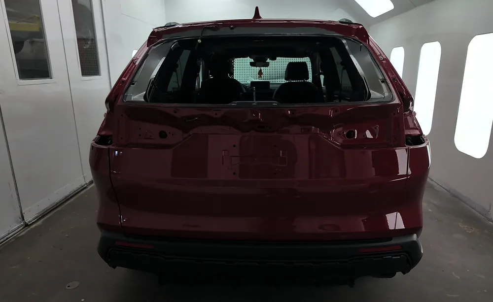 Honda CR-V with a glossy finished repaint inside the Sultan Motors paint booth in Brampton